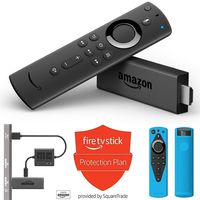 Fire TV Stick + USB Power Cable + Protection Plan + Alexa Voice Remote Cover (Blue)