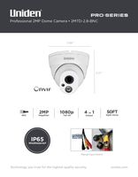 Uniden 1080p Pro Series 2.0-Megapixel Coax Surveillance Dome Camera 50' Night Vision 2MTD-2.8-BNC