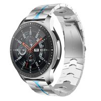 RABUZI Compatible for Samsung Galaxy Watch 46mm Bands,22mm Enamel Process Stainless Steel Metal Watch Strap Compatible Samsung Gear S3 Frontier/Classic Smartwatch,Silver+Blue Enamel Process