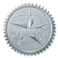 Seal of Achievement Embossed Silver Certificate Seals, 102 Pack