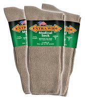 Extra Wide Men's Tan Medical (Diabetic) Mid Calf Crew Sock, Shoe Size 11-16 Up to 6E Wide 3PK, Antimicrobial, Made