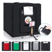 Kshioe Table Top Light Box 16in x 16in 84 LED Studio Box Shooting Tent Kit with 5 Color PVC Backdrops