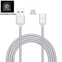 ALTech 1 Pack 1M Micro USB Silver Black Super Magnetic Braided Data Sync Charging Cable With LED Display Phone Adapter For SamsungS2/S3/S4/S6/S7Edge, Note2/3/4/5,LG,Sony and Other Android Phones