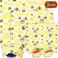 Bonfook Beewax Food Wraps, Eco Friendly Reusable Sandwich Wraps, Organic Sustainable & Plastic Free Food Wrap for Cheese, Fruit, Bread, Snacks etc (3 PCS)