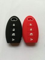 Silicone Protective Fob Skin Cover Shell Key Jacket for INFINITI EX35 INFINITI FX35 INFINITI FX50 INFINITI G35 INFINITI G37 INFINITI M35 INFINITI M35h INFINITI M45 INFINITI M56 INFINITI QX56 Smart Key Case Fob 4 Button (One Black and One Red)
