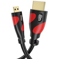 Micro HDMI Cable 10 Feet Postta Micro HDMI to HDMI Adapter Cable Support 4K,1080P,3D,Ethernet-Red