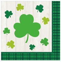 Iconikal Disposable Dinner Paper Party Napkins, Irish Shamrock, 85-Count