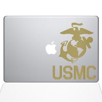 The Decal Guru USMC Logo MacBook Decal Vinyl Sticker - 13" MacBook Air - Gold (1302-MAC-13A-G)