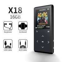 SUNNZO Bluetooth MP3 Player with One Key to Lock&One Key to Record,with 50 Hrs Playback,HiFi Lossless Music Player with FM Radio and Pedometer,Earphone,AUX Cable and Armband Included,Black(16GB)