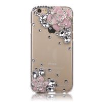 STENES iPhone X Case - 3D Handmade Luxury Series Crystal Camellia Flowers Sparkle Rhinestone Cover Bling Case For iPhone X With Retro Bows Dust Plug - Pink