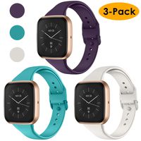 CAVN 3 Pcs Sport Bands Compatible with Fitbit Versa 2 / Versa/Versa Lite, Bands for Women Men Silicone Narrow Watch Strap Replacement Waterproof Breathable Wristband Accessories
