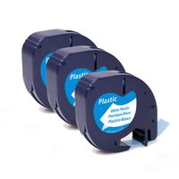 Compatible for DYMO Letratag 91331 Label Tape Black Print on White Plastic Tape 12mm x 4m, 1/2'' W x 13' L,2 Roll (3 Pack)