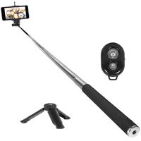 Deco Essentials Telescopic Metal 33" Selfie Stick w/Tripod and Wireless Remote for iOS/Android, Perfect for Travel, Outdoor Adventures, Beach Trips, Parties, Easy to Store