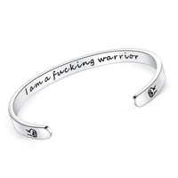 BESTTERN Inspirational Bracelet Cuff Bangle Best Friend Sister Gift Mantra Quote Stainless Steel Engraved Motivational Jewelry for Women by SAM & Lori (I am a F@cking Warrior)
