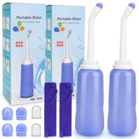 2 Pack Portable Bidet Sprayer, Number-one Travel Bidet Bottle 500ml 17oz Personal Hygiene Care Toilet Bidet Shower with 2 Nozzles, Dust Cap and Storage Bag for PostPartum Care and Recovery