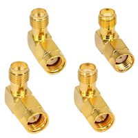 BOOBRIE Kit SMA Connector RP SMA Male to Female Right Angle Coaxial Connector 90 Degree RP SMA to SMA Adapter for WiFi Antenna FPV Drone Low Loss Extension Adapter Pack of 4