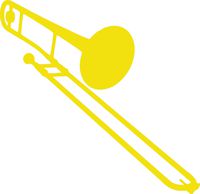 hBARSCI Trombone - 5 Inches - for Cars, Trucks, Windows, Laptops, Tablets, Outdoor-Grade 2.5mil Thick Vinyl - Yellow