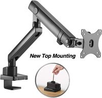 AVLT-Power Single 17.6 lbs Monitor Desk Stand - Easy Installation New Top Mounting - Mount Ultrawide Computer Monitor on Full Motion Adjustable Arm - Organize Work Surface with Ergonomic VESA Mount