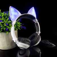 LIMSON Over-Ear Headphones,Stereo LED Light Up On-Ear Headphones for Kids Girls Boys Adults,Gaming Earphones for Phones Tablet MP3 iPad (White)