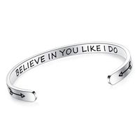 SAM & LORI Inspirational Cuff Bracelet Bangle Motivational Mantra Quote Stainless Steel Engraved Best Friend Sister (Believe in you like I do)