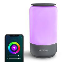 Smart Table Lamp, HUGOAI Dimmable Bedside Lamps for Bedrooms, Works with Alexa & Google Home, LED Nightstand Lamp with Shades of White Lights and Vibrant Colors, No Hub Required - Grey