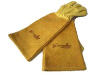 Rose Pruning Gloves for Men and Women. Thorn Proof Goatskin Leather Gardening Gloves with Long Cowhide Gauntlet to Protect Your Arms Until The Elbow (Small, Yellow)