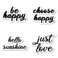 Be Happy Hello Sunshine Choose Happy Just Love Sticker Pack Inspirational Quotes Black Stickers - 4 Pack - Laptop Stickers - for Laptop, Phone, Tablet Vinyl Decal Sticker (4 Pack) S211212