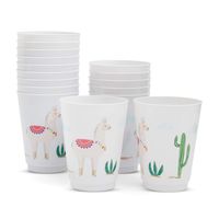Sparkle and Bash Reusable Llama Plastic Party Cups (16 Count) White