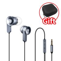 Headphones, In-Ear Heavy Bass Earbuds with Volume Control, Noise Cancelling Metal Earphones with Mic for iphone and Android Phone(Silver)