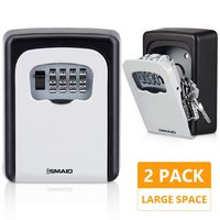 Key Lock Box for House Key, 4-Digit Combination Code Wall Mount Lock Box, Key Storage Lock Box for Outside & Inside, Weatherproof Key Safe Box for Home, Business(2 Pack)
