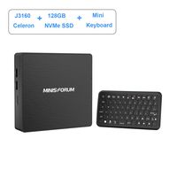 GN31 Mini PC Intel Celeron J3160 Processor Quad Core Mini Computer with Keyboard, 4GB RAM 128GB NVMe SSD, 4K, 1000M LAN, 2.4/5G WiFi, BT4.2, HDMI&VGA Port Support Windows 10 Pro/Auto Power On/WOL