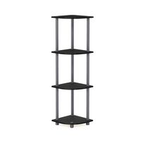 FURINNO Turn-N-Tube 4-Tier Corner Display Rack Multipurpose Shelving Unit, Black/Grey