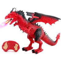 Remote Control Dinosaur, Red Dragon Figures Learning Realistic Looking Large Size with Roaring Spraying Light Up Eyes RC Walking Dinosaur Pet for Birthday, Xmas Gifts, Dragon Toy for Kids Boys Girls