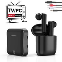 Wireless Headphones for TV Watching, TWS Earbuds Deep Bass Wireless TV Headphone Set with Bluetooth Transmitter for Optical Digital Audio, RCA, 3.5mm Aux Ports TVs, Cellphone, Laptop, PC Plug n Play
