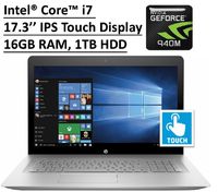 2016 HP Envy 17 Premium High Performance Laptop, 17.3-Inch Full HD IPS Touchscreen, Intel Core i7-6500U, 16GB RAM, 1TB HDD, NVIDIA GeForce 940M, DVD, HDMI, Backlit Keyboard,Windows 10-Silver
