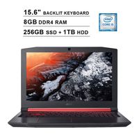 2019 Acer Nitro 5 AN515 15.6 Inch FHD Gaming Laptop (Intel Quad Core i5-8300H up to 4.0 GHz, 8GB DDR4 RAM, 256GB SSD + 1TB HDD, NVIDIA GeForce GTX 1050 Ti, Backlit Keyboard, Windows 10) (Shale Black)