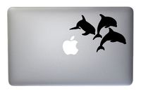 Awesome Dolphin Family Vinyl Decal for Macbook, Laptop or other device 5 Inch (black)