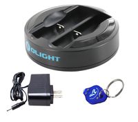 Olight OMNI-DOK Universal Charger with Bright Lumentac Keychain Light for 18650 RCR123A 16340 17670 14500 AA AAA Batteries