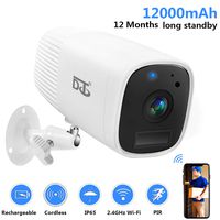 Wireless Security Camera HD 1080P Outdoor/Indoor Surveillance Cameras -Two Way Audio Talk WiFi Camera, PIR Motion Sensor IR Night Vision Detection, Build in Rechargeable Batteries SD Card Slot White