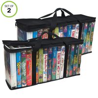 Evelots VHS Storage Bag-Movie Organizer-Video Tape-Handles-Hold 30-No Dust-Set/2
