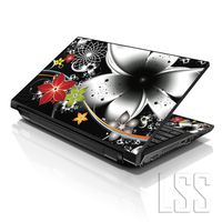LSS Laptop 15 15.6 Skin Cover with Colorful Black and Grey Floral Pattern for HP Dell Lenovo Apple Asus Acer Compaq - Fits 13.3" 14" 15.6" 16" (2 Wrist Pads Free)