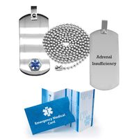 Adrenal Insufficiency Medical Alert ID Dog Tag Pendant in Anodized Titanium