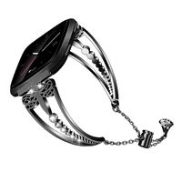 TechCode Metal Bracelets Compatible with Fitbit Versa/Versa 2/Versa Lite Watch Bands Bling Diamond Rhinestone Bangle Replacement Wristband Jewelry Strap Accessories Chain for Women Girls (Black)