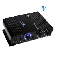 Wireless Bluetooth Home Audio Amplifier - 90W Dual Channel Mini Portable Power Stereo Sound Receiver w/ Speaker Selector, RCA, AUX, LED, 12V Adapter - For iPad, iPhone, PA, Studio Use - Pyle PFA330BT
