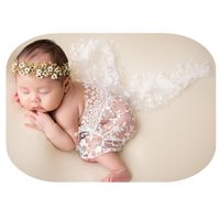 Newborn Boy Girl Photography Props Newborn Wraps Baby Props Photo Wrap Lace Yarn Cloth Blanket (White)