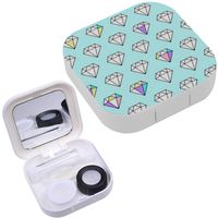 Portable Contact Lens Case Box Travel Kit Mirror + Bottle + Tweezers Container Holder [ Colorful ]