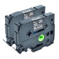 GREENCYCLE 2PK Replacement TZe-325 TZe325 TZ-325 TZ325 Laminated White on Black 9mm 3/8" Width 8m 26.2ft Length Label Tape Compatible for Brother P-Touch PT1010 PT1090 PT D400 D400AD D400VP D600