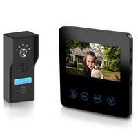 Video Doorbell with 4.3inch Monitor - Video Door Phone Intercom Kit 4-wires unlock function 1-Metal camera 1-monitor Night Vision Touch Button Screen - No Wi-Fi & APP (black)