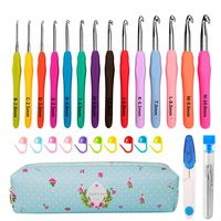 14 Sizes Crochet Hooks Set,2mm(B)-10mm(N) Ergonomic Crochet Hooks with Case for Arthritic Hands,Extra Long Crochet Needles