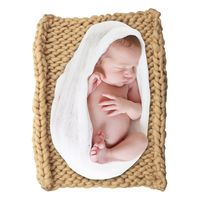 ICOSY Newborn Photography Props, Knit Baby Photo Blanket Rug Props Shoots Chunky Yarn Basket Filler Backdrop Photo Studio Posing Props (20"x20")